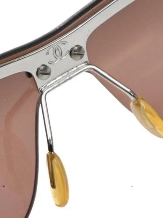 CHANEL CC Logo Sunglasses Eye Wear Plastic Metal Brown Silver 4041 33RP141 main image 6